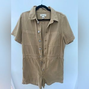 Madewell Tan Short Sleeve Jumpsuit